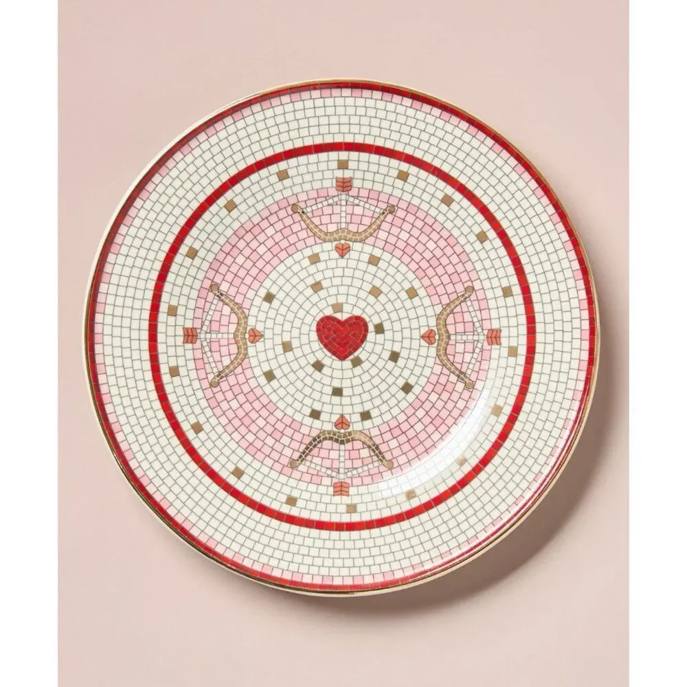 Anthropologie Bistro Tile Valentine’s Dessert Plate 8